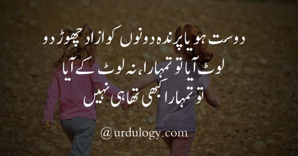 Dost Ho Ya Parinda Dono Ko Aazad Chor DoLoot Aaya To Tumhara, Na Loot Ke AayaTo Tumhara Kabhi Tha Hi Nahi