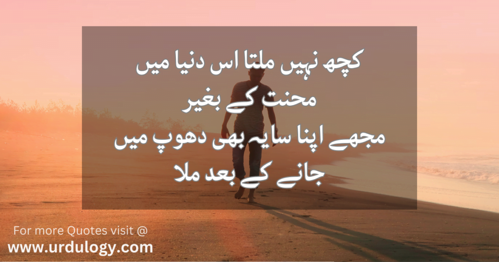 Kuch Nahi Milta Is Duniya Main Mohabat Ke BagairMujhe Apna Saya Bhi Dhoop Main Jane Ke Baad Mila